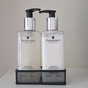 Pecksniff's Gardenia & White Peach Moisturising Hand Wash & Body Lotion Set New